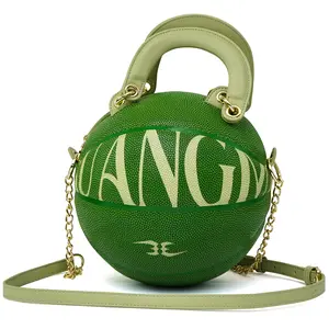Kuangmi Women Size 7 Basketball Shaped Crossbody Bag, Green Spherical Statement Handbag With Detachable Strap, Y2K Streetwear Novelty Purse For Festival Street Outfit