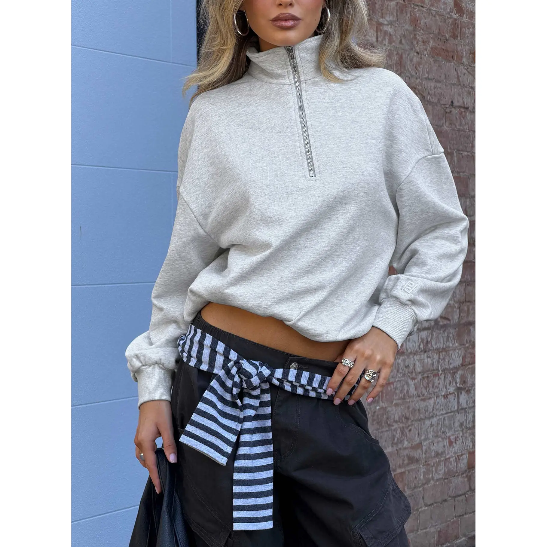 Rozanna 1/4 Zip Jumper Grey Marle