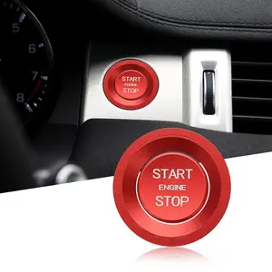 Aluminum Engine Start Stop Push Button Ring Compatible with Land Rover Discovery Sport 5 Range Rover Jaguar XJ XF XE F-Type F-Pace XJR XFR Car Interior Accessories Ignition Switch Cover (Red)