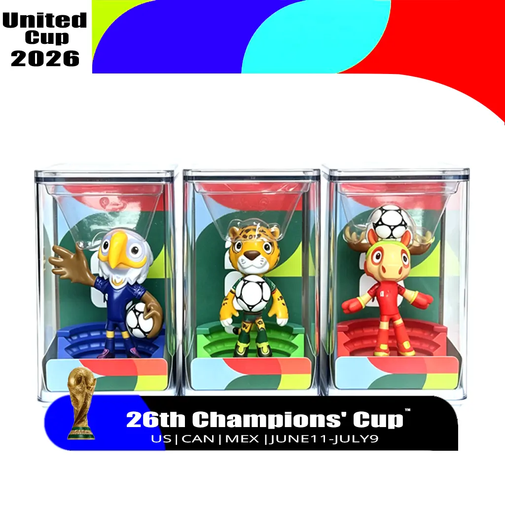 2026 World Cup Mascot Toy Set of 3, Maple Zayu Clutch Soccer Figurines Collectible, Official Licensed Mini Plush Action Figures for Kids, Outdoor Fun Summer Vibes Gift for Fans