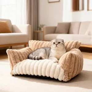 Soft and Washable Pet Sofa - Cozy Cat Couch with Breathable Fabric, Ideal for Small Indoor Cats and Puppies Fluffy Cloud Bed Bedding dog beds