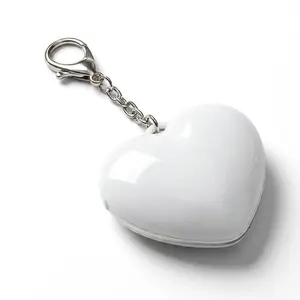 Heart Keychain Light Touch Activated, Rechargeable LED Mini Purse Light & Backpack Charm, Cute Illumination Ornament Safety Night Light for Women Girls Teens, White/Pink