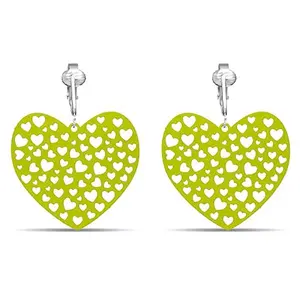 Neon Yellow Hearts Clip On Dangling Earrings