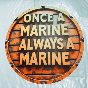 Aluminum Military Veterans Sign 8x8 Once A Marine Always A Marine Vintage Wall Decor for Home Office Garage Pub Man Cave Home Decoration