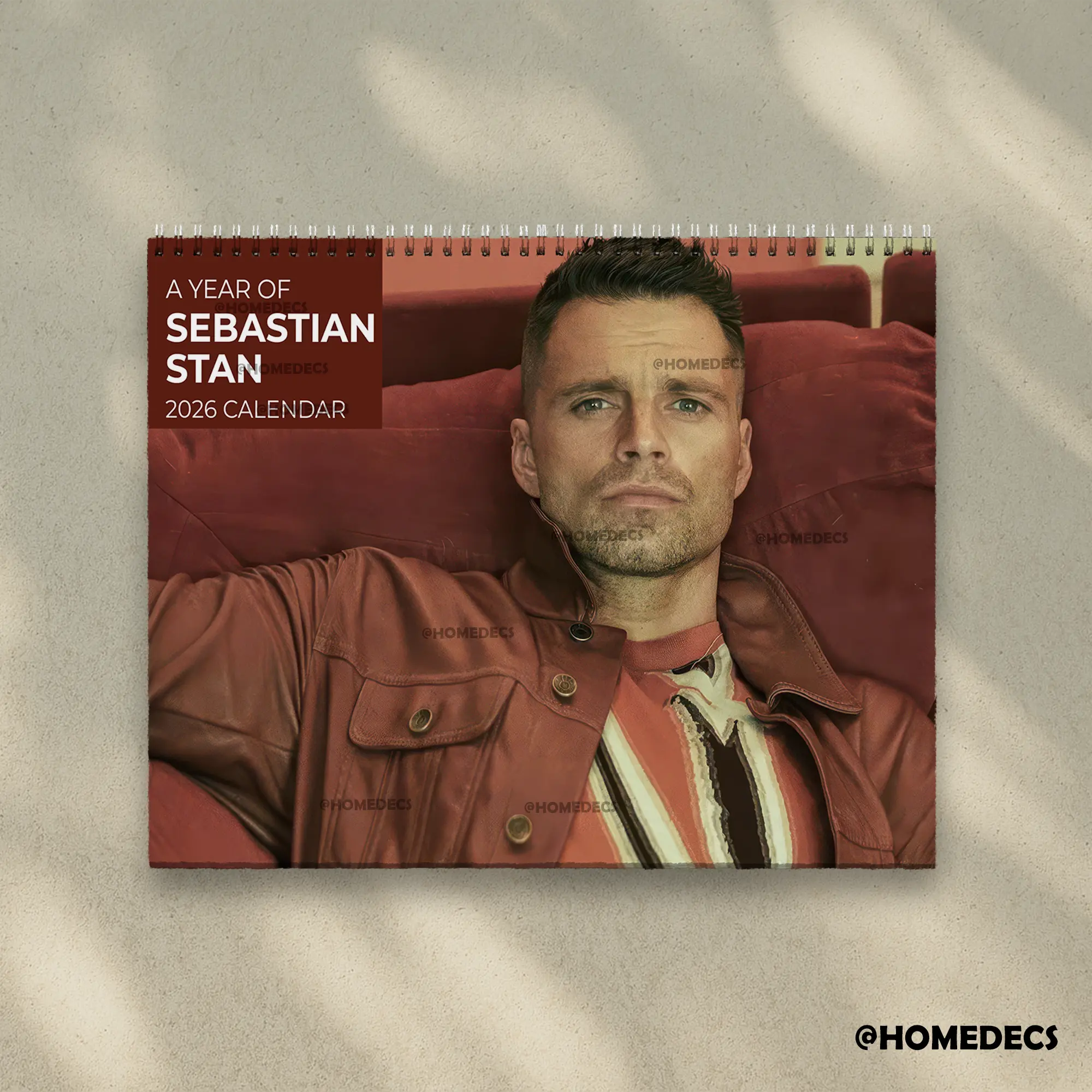 A Year Of Sebastian Stan Calendar 2026 - Bucky Barnes, Winter Soldier |  Home Decor, Office Decor - New Year Superhero Fan Gift, Unique Gift