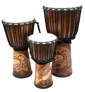 Terre New Djembe Standard line carve, 16" tall 8" head, 20" tall 10" head, 24" tall 12" head, NK190 Dragon