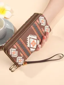 Boho Style Long Wallet, Fashionable Zipper Around Wallet for Women, Casual Trendy Versatile High-quality Daily Wallet, Durable Fashion Wallet