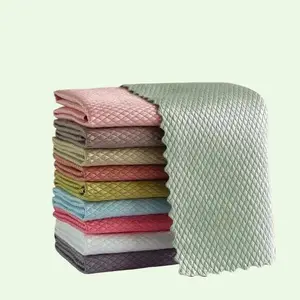 10-Pack Microfiber Fish Scale Cleaning Cloths - Ultra Absorbent Speedy-Dry Towels for Kitchen/Bathroom/Car | Lint-Free Streak-Free Rags for Glass, Dishes & Surfaces