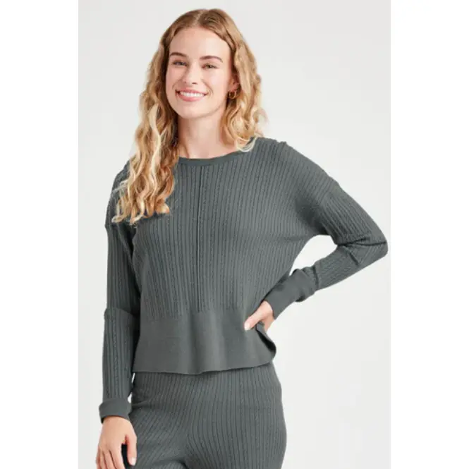 Veronica Cable Sweater- Evergreen