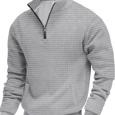 Men's Fall Winter Casual Fitted Thick Knit Sweater, Plain Pattern, Stand Collar, Long Sleeve Pullover, Large Size, Warm & Cozy Daily Wear, Knitwear