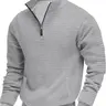 Men's Fall Winter Casual Fitted Thick Knit Sweater, Plain Pattern, Stand Collar, Long Sleeve Pullover, Large Size, Warm & Cozy Daily Wear, Knitwear
