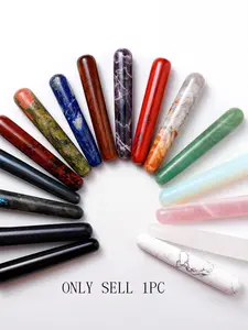Natural Crystal Massage Stick, Jade Energy Stone, Craftsmanship Yoga Stone, Gift, Artificial Crystal, Metal Coating, Unmounted