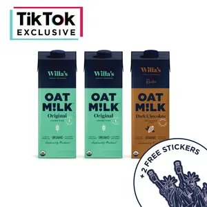 Willa's Organic Oat Milk, Fan Favorite 3-Pack, 32 oz, Low Sugar (1g), Vegan, Plant Based Protein, Non-Dairy, Non-GMO, Shelf-Stable, & Made from Whole Grain Oats