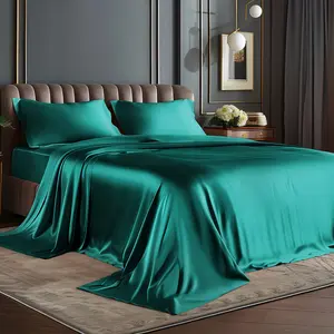 BEDELITE Satin Sheets Bed Set Luxury Soft Summervibes Edition Reversible Microfiber Bedding  Full Queen Sizes Deep Pocket Fitted Sheet for Hair and Skin Care Mother's Day gift