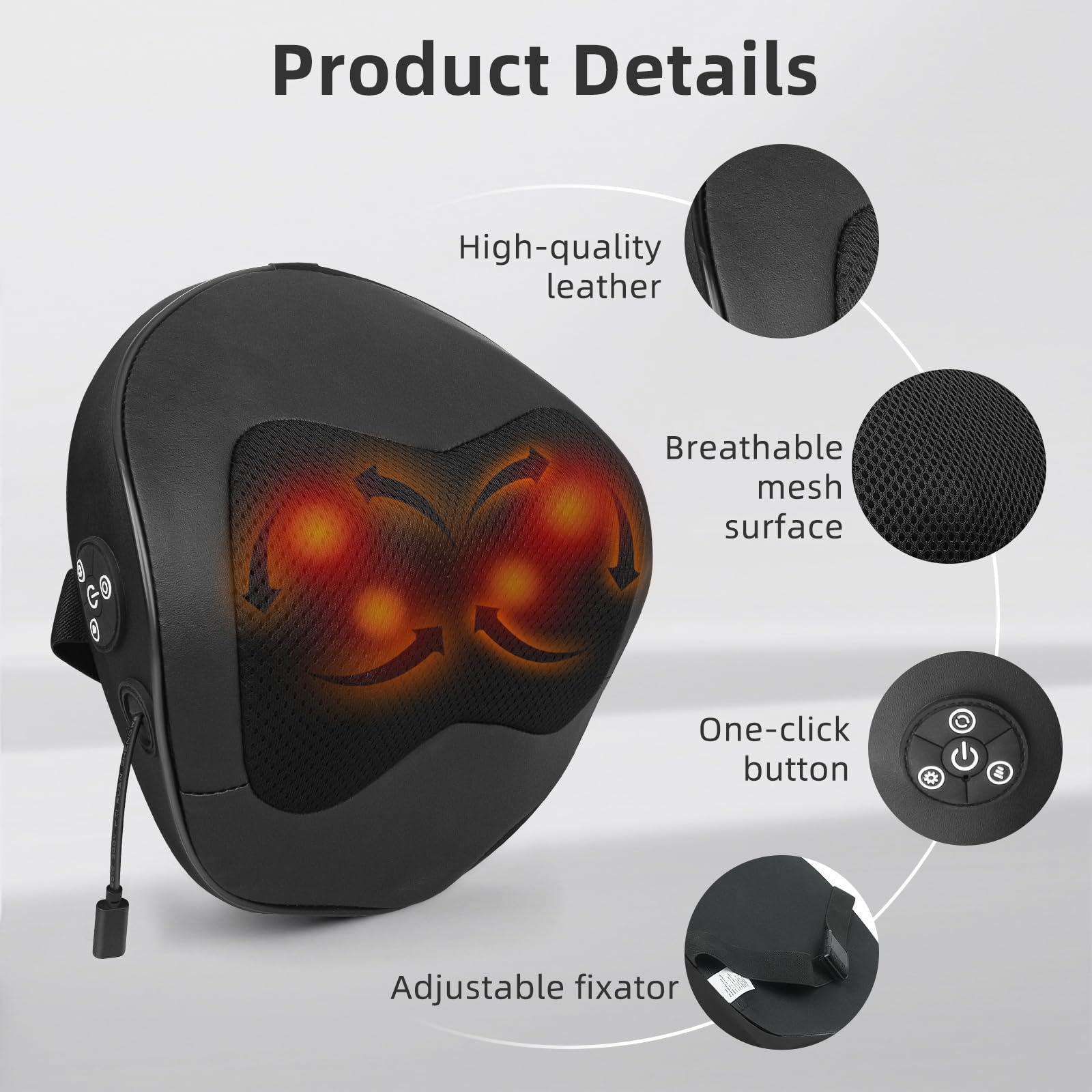 Electric Massager Pillow, Ultra-Quiet Corded Neck and Shoulder Massager with Heat, Portable 3D Kneading for Shoulder, Leg & Calf Muscle Pain Relief, Relaxing Gift for Men & Women ,stress  relief  products