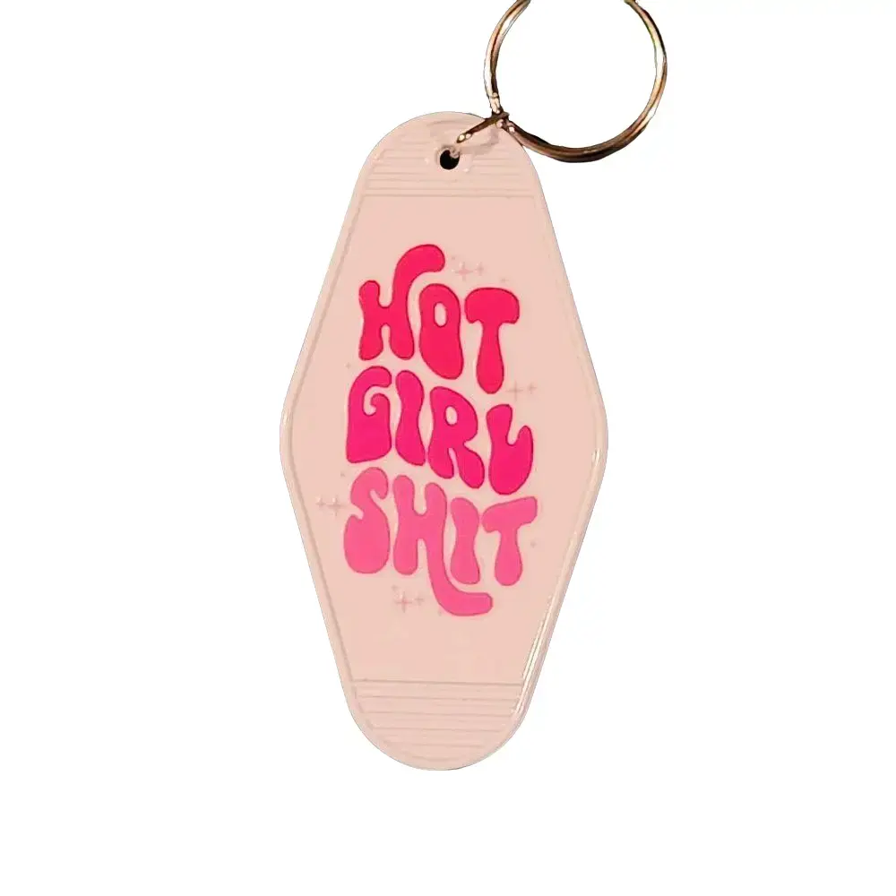 Custom Motel Keychain Handmade Acrylic "Hot Girl Sh*t" Unique Design for Gags & Individuality lanyard key