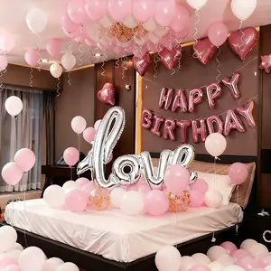 16-inch Pink Birthday Letter Set, 18-inch Pink Heart-Shaped Foil Balloons for Birthday Parties, Proposals, Weddings, Anniversary Gifts, Party Decorations, Birthday Party Supplies, Reusable Balloons, Celebration Decor, Home Decor, Balloon Letter Kit