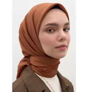 Solid Viscose Cotton Square Hijab - Copper
