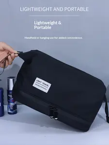 Men's Dual-Layer Waterproof Travel Wash Bag, Large Capacity Handheld Storage Bag, Dry-Wet Separation, Hanging, Business Trip Shaving Skincare Organizer