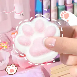 Plush Cat Paw Stress Relief Toy, Cute Cartoon Cotton Candy Cat Paw, Soft Squeeze Toy for Adults and Kids, Anxiety Relief Toy, Soft Squishies