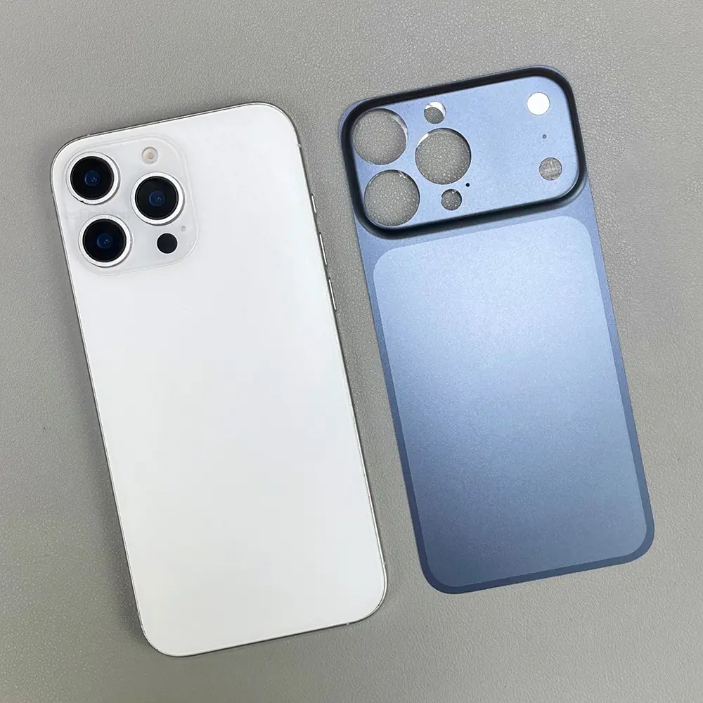 For iPhone 16 15 14 13 Pro Max Convert To 17 Pro Max Back Sticker Protection Cover With Fake Camera Lens Protector