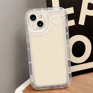 Heart Pattern Clear Phone Case, Anti-drop Durable Cellphone Protective Case, All-inclusive Shockproof Mobile Phone Cover for iPhone 11 12 13 14 15 Pro Max, Silicone