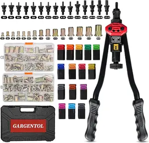 Rivet Nut Tool Kit, 16-Inch Rivnut Tool with 15 Metric & SAE Mandrels and Rivet Nut Gun, 200pcs Rivnut Tool Kit Assortment, Nutsert Tool Kit with Case
