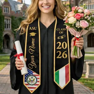 Personalized Two Flags Graduation Stole, Custom Mixed Two Flags Graduation Stole, Graduation Stole, Graduate Gifts, Unversity College Stole