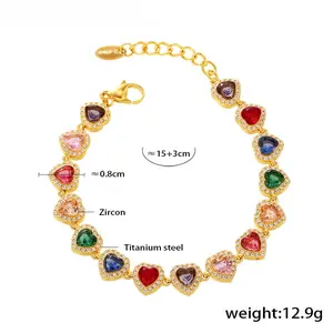Loveden Mystery Heart Sparkling Zircon Adjustable Bracelet Necklace For Women Party Gift Elegant Colorful Titanium Steel Fashion Jewelry
