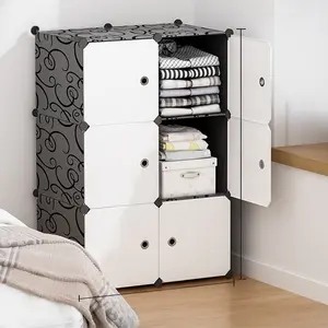 Modern Simple Wardrobe Combination, Plastic Storage Cabinet Drawers, Bedroom Closet Organizer Rack, Space-Saving Design, Easy Assembly