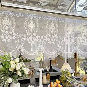 French Lace Window Curtain, Elegant Floral Pattern, Easy to Hang, Perfect for Living Room Bedroom Kitchen Hallway Commercial Use