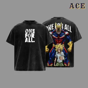 All Might Power Pose Vintage Graphic T-Shirt, My Hero Academia Washed Tee, Oversized Unisex Casual Top, Aesthetic Anime Gift Shirt