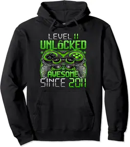 Level 11 Unlocked Awesome Since 2011 11th Birthday Gifts Boy Pullover Hoodie - Nicolelebro Shop 46B09X6H9HTW