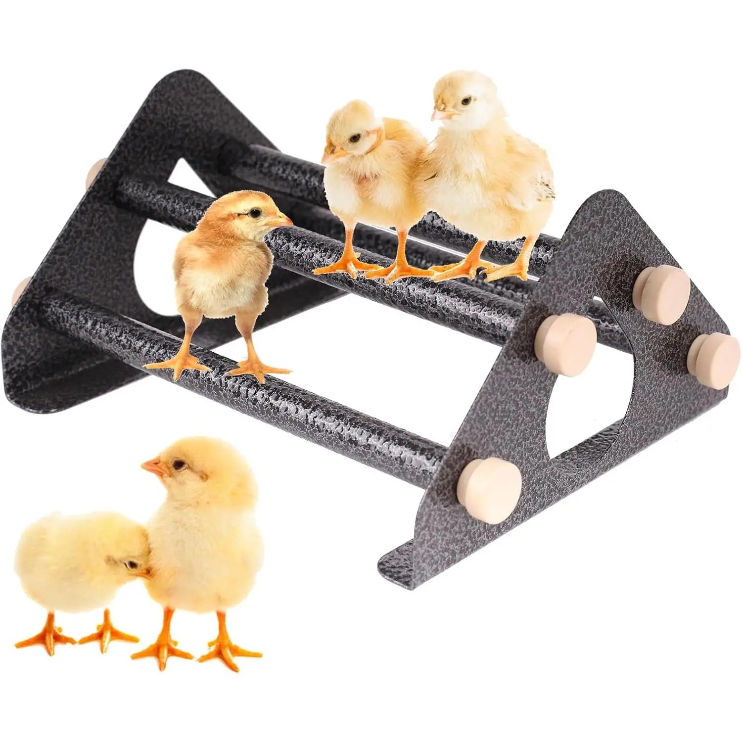 Chick Perch, All Metal Durable Chicken Roosting Bars for coop and brooder,  Perches for Mini Chicks, Easy to Assemble and Clean, Fun Toys for Chick (Carbon Coating, Metal Bars)