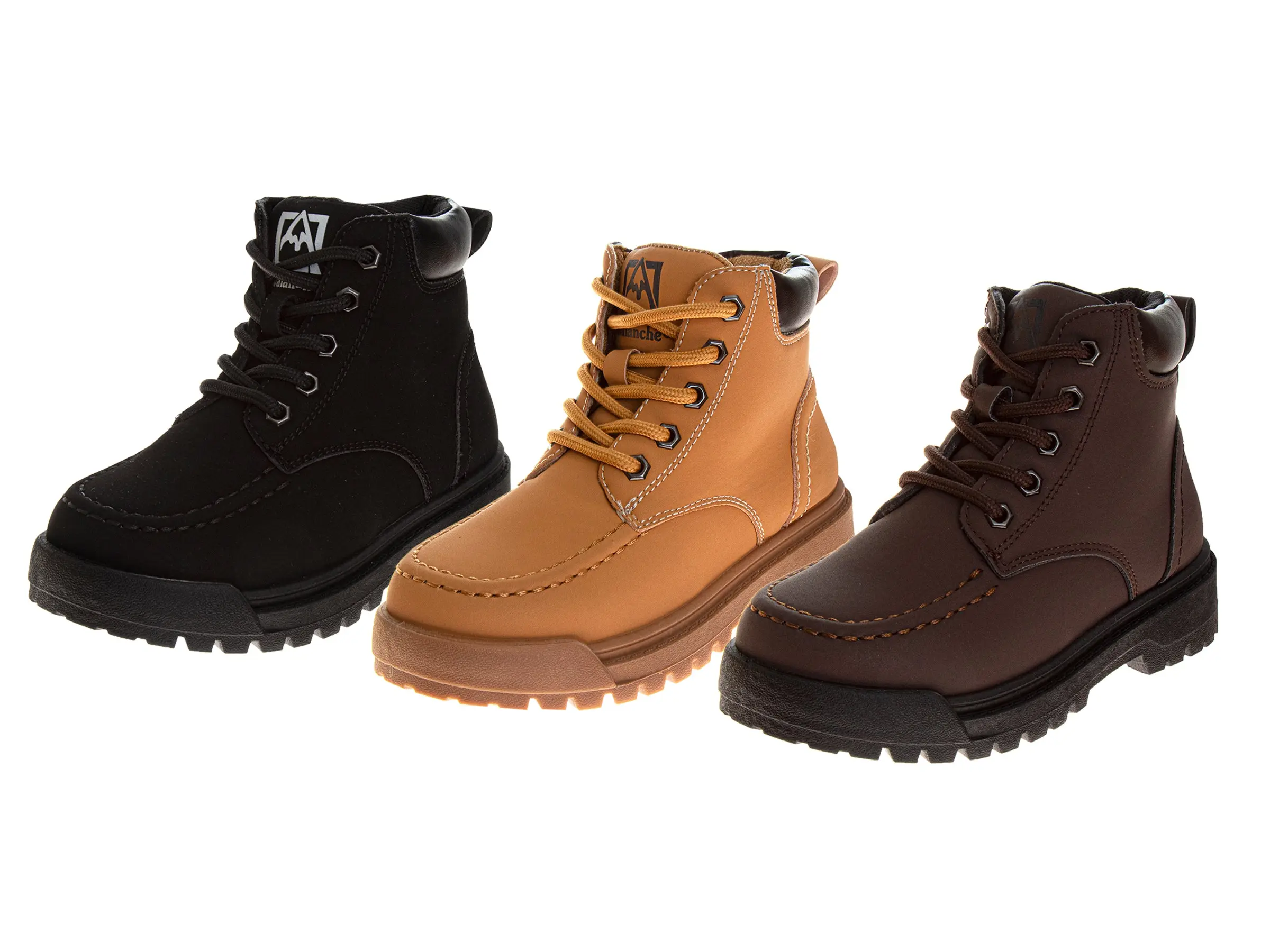 Avalanche Boys' Lace-Up Faux Leather Work Boots - Durable, Rugged Round Toe Hiking Boots with High-Traction, Slip-Resistant Sole (Little Kid/Big Kid), Slip Resistant Shoes