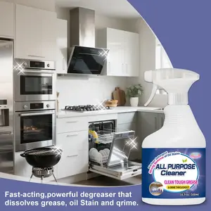 Multi-Purpose Kitchen Heavy Oil Cleaner Spray, Powerful Kitchen Oil Cleaning Agent for Ovens, Stoves, Range Hoods, Glass Surfaces, Effectively Removes Grease & Grime, Ideal for Household Cleaning, Grease Cleaner, Stain Remover Spray, Heavy Grease Remover