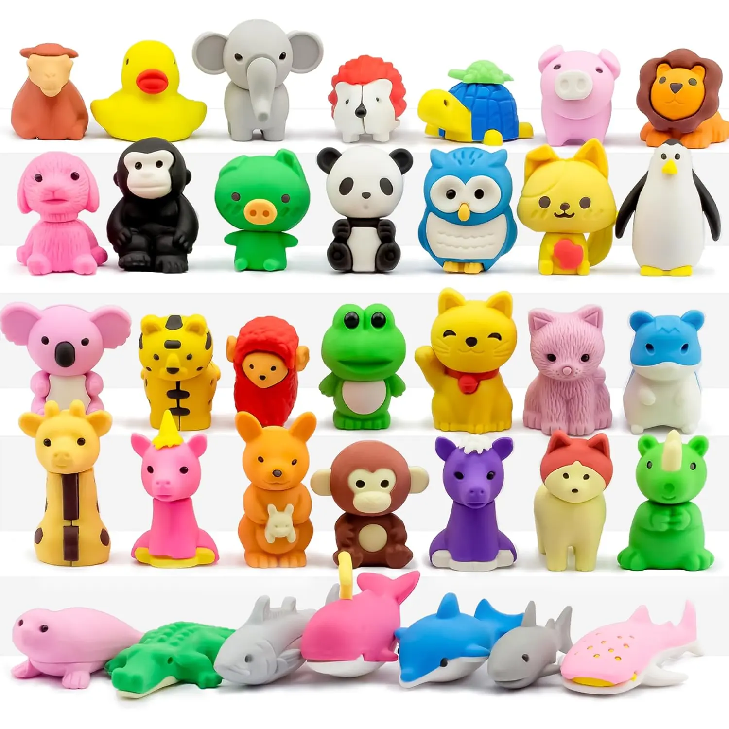 Animal Erasers for Kids, 35Pcs, Pencil Erasers Bulk, Cute Animal Eraser, Mini Eraser for Kids Classroom Prizes School Supplies Party Favors