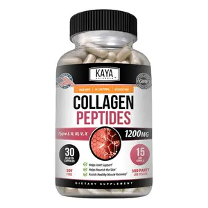 Kaya Naturals Multi Collagen Peptides Complex Powder for Women & Men Vital for Hair Skin Nails Anti-Aging Types I II III V X Collagen Protein Blend Capsules 30 Count Supplement