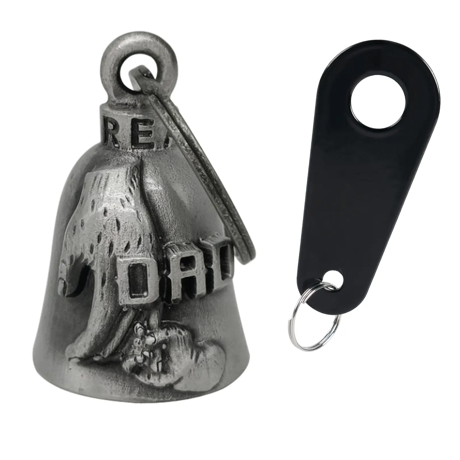 Dream Apparel Son Holding Dad's Finger Bell, Christmas/Halloween Bell, Gremlin/Guardian Motorcycle Bell/Motorcycle Key Chain For Women Men W/Hanger Bikers, Bell For Riders, Good Luck Riding Bell SpiritBell Moto Accessories
