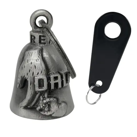 Dream Apparel Son Holding Dad's Finger Bell, Christmas/Halloween Bell, Gremlin/Guardian Motorcycle Bell/Motorcycle Key Chain For Women Men W/Hanger Bikers, Bell For Riders, Good Luck Riding Bell SpiritBell Moto Accessories