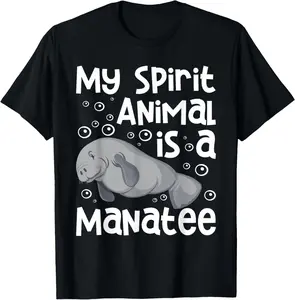 Casual Cotton shortsleeve tees  My Spirit Animal - Manatee Lover Ocean Animal Lover Wildlife T-Shirt
