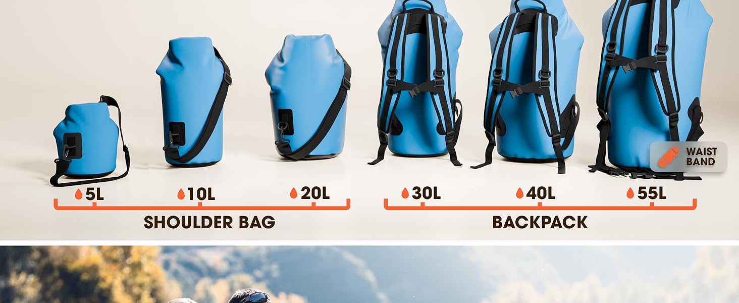 Earth Pak Waterproof Dry Bag - Roll Top Waterproof Backpack Sack Keeps Gear Dry for Kayak with Waterproof Phone Case