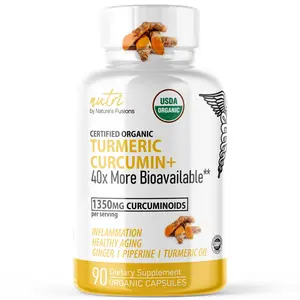 Nutri Organic Turmeric Supplement 1425mg - 40x More Bioavailable - 95% Curcuminoids - Turmeric Curcumin with Black Pepper, Ginger & Turmeric Oil - Tumeric and Ginger Supplement…