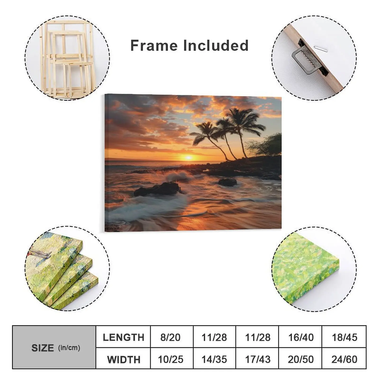 Natural Beach Scenery Posters Wall Art Prints Tropical Palm Trees Hawaii Seabeach Sunset Canvas Posters Home Wall Art Family Bedroom Office Decor Aesthetic Festival Gift