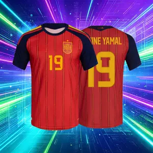 2026 Spain Home And Away Red And White 19# Lamine Yamal 20# Pedri Short And Long Sleeve Soccer Jersey Fans Version