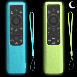 2 Pack  Remote Cover for   TV Remote, Glow in The Dark Protective Case for Solar Cell Remote BN59-01357 BN59-01385 BN59-01265A, Anti-Slip, Shockproof (Blue & Green)