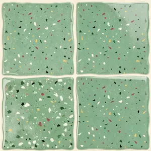 Peel and Stick Green Terrazzo Tile Wall Decals, Waterproof Oilproof Removable Stickers, 10PCS Self-Adhesive Vinyl Wall Stickers for Kitchen Bathroom Home Decor