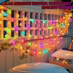 200 LED Waterproof Outdoor Solar Globe String Lights with 8 Lighting Modes, Multicolor Decorative Lights for Garden, Yard, Patio, Balcony, Wedding, Party, Camping, BBQ and Holiday Festivities