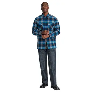 Pendleton Board Shirt Grey Turquoise Ombre 25' Fitted Long Sleeve Casual Autumn Medium Length Umatilla Wool Bobby Ruiz Collection, Fabric, Graphic