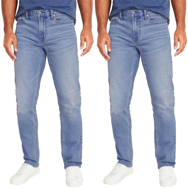 Men's 2 Pack Flex Stretch Slim Straight Jeans with 5 Pocket (Sizes, 30-42)